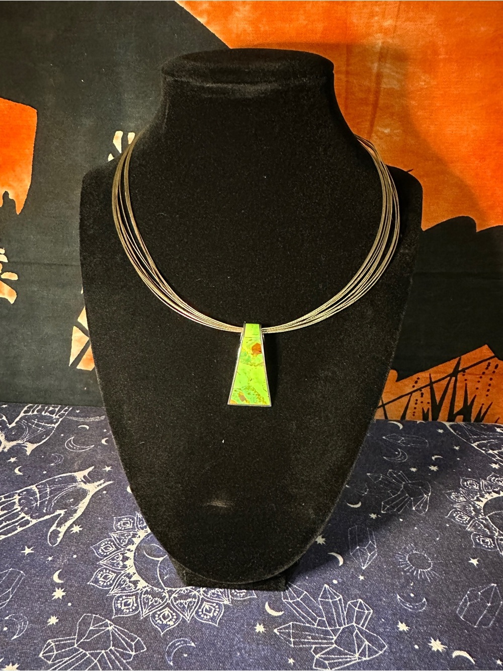 Sterling Silver Green Turquoise Multi-Strand Necklace